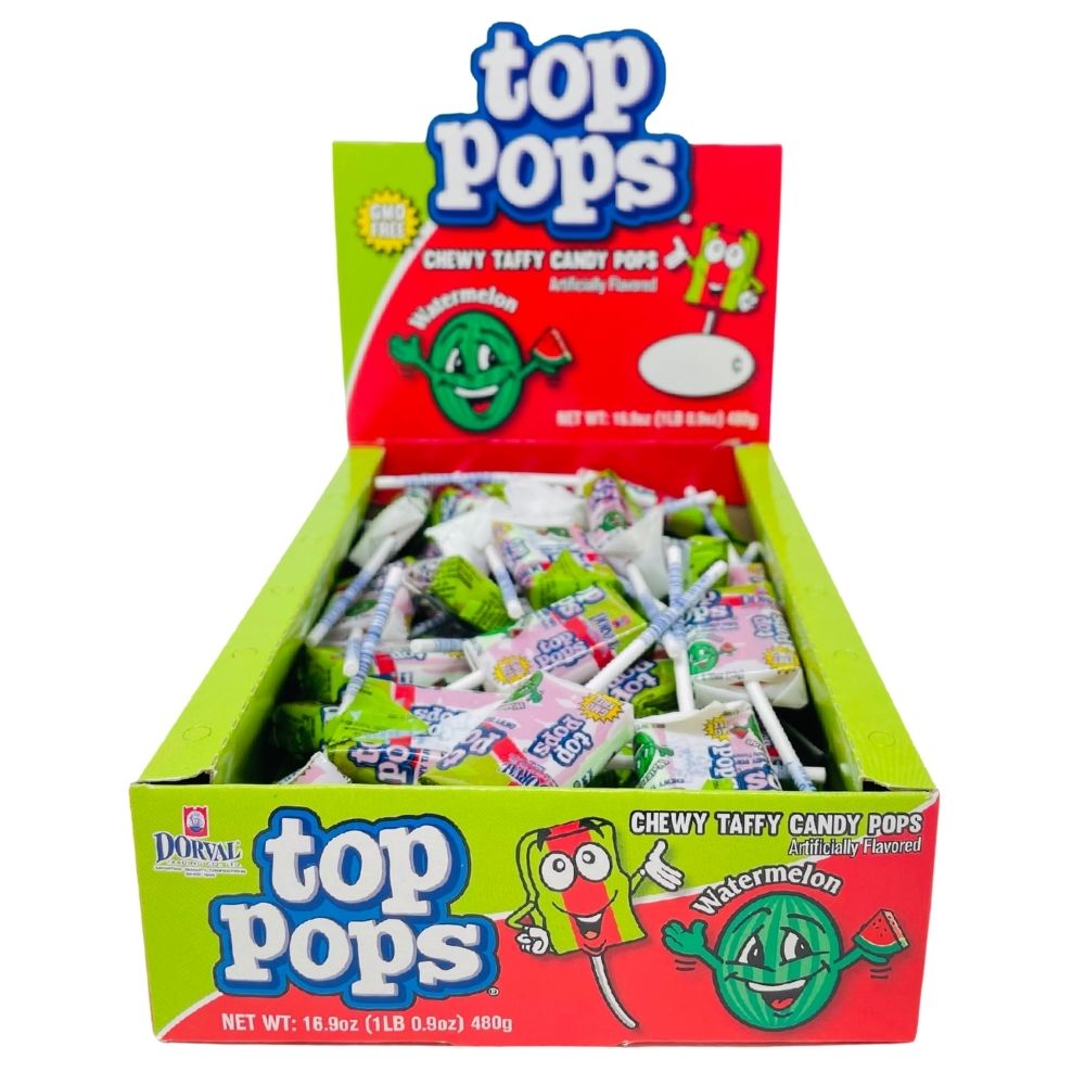 Dorval Top Pops Chewy Taffy Candy Pops Watermelon 480 g Candy Funhouse Online Candy Shop