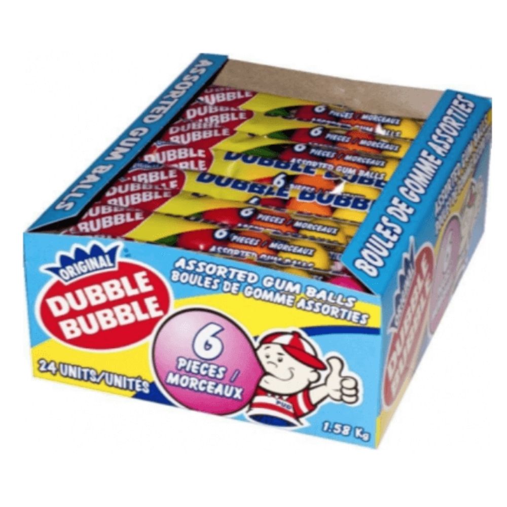 Dubble Bubble Assorted Gum Balls 6 Ball Tube - 66g