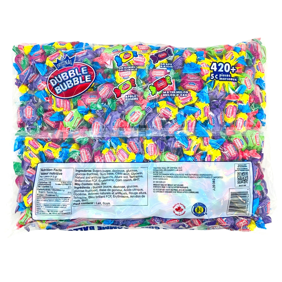 Dubble Bubble Bubblegum Assorted 420+ Pieces - Nutrition Facts