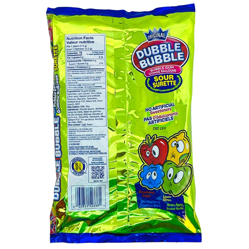 Dubble Bubble Sour Bubble Gum - 80ct - Nutrition Facts