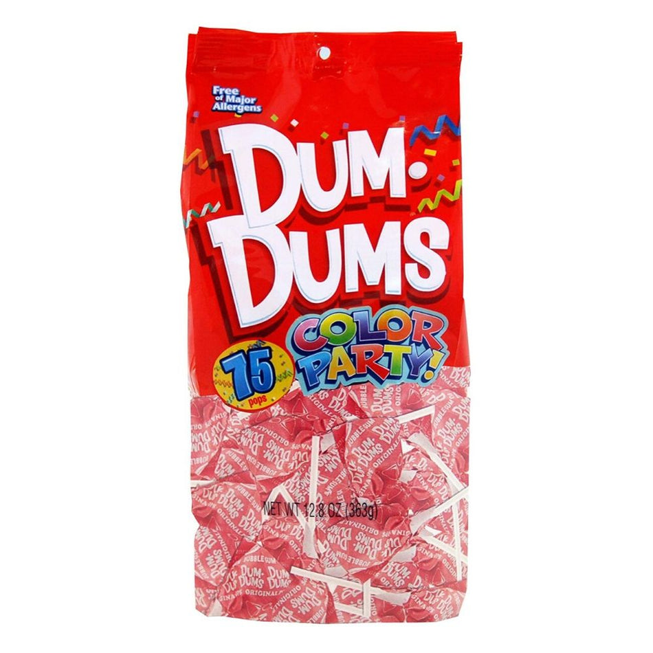 Dum Dums Color Party Light Pink Bubble Gum Lollipops