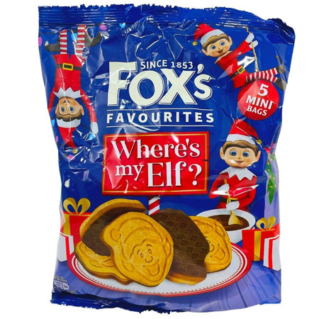 Fox's Mini Half Coated Chocolate Elf Cookies - 100g - Elf cookies - Chocolate-coated cookies - Mini cookies - Snack-size treats - Festive cookies - Holiday snacks - Delicious indulgence - Baked cookies - Chocolate-covered biscuits - On-the-go snacks