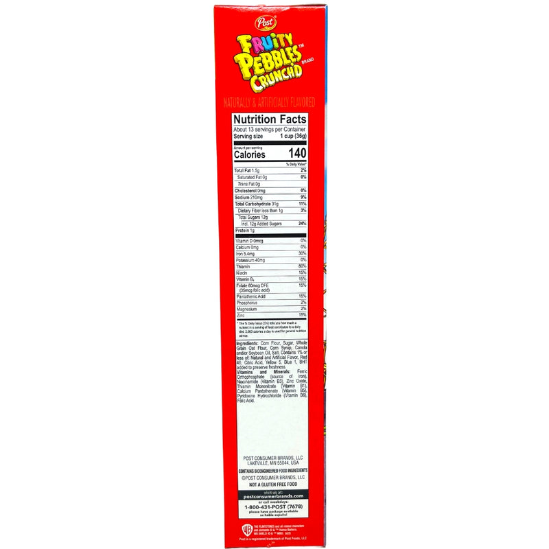Fruit Pebbles Crunch'd Family Size Cereal - 467g - Nutrition Facts