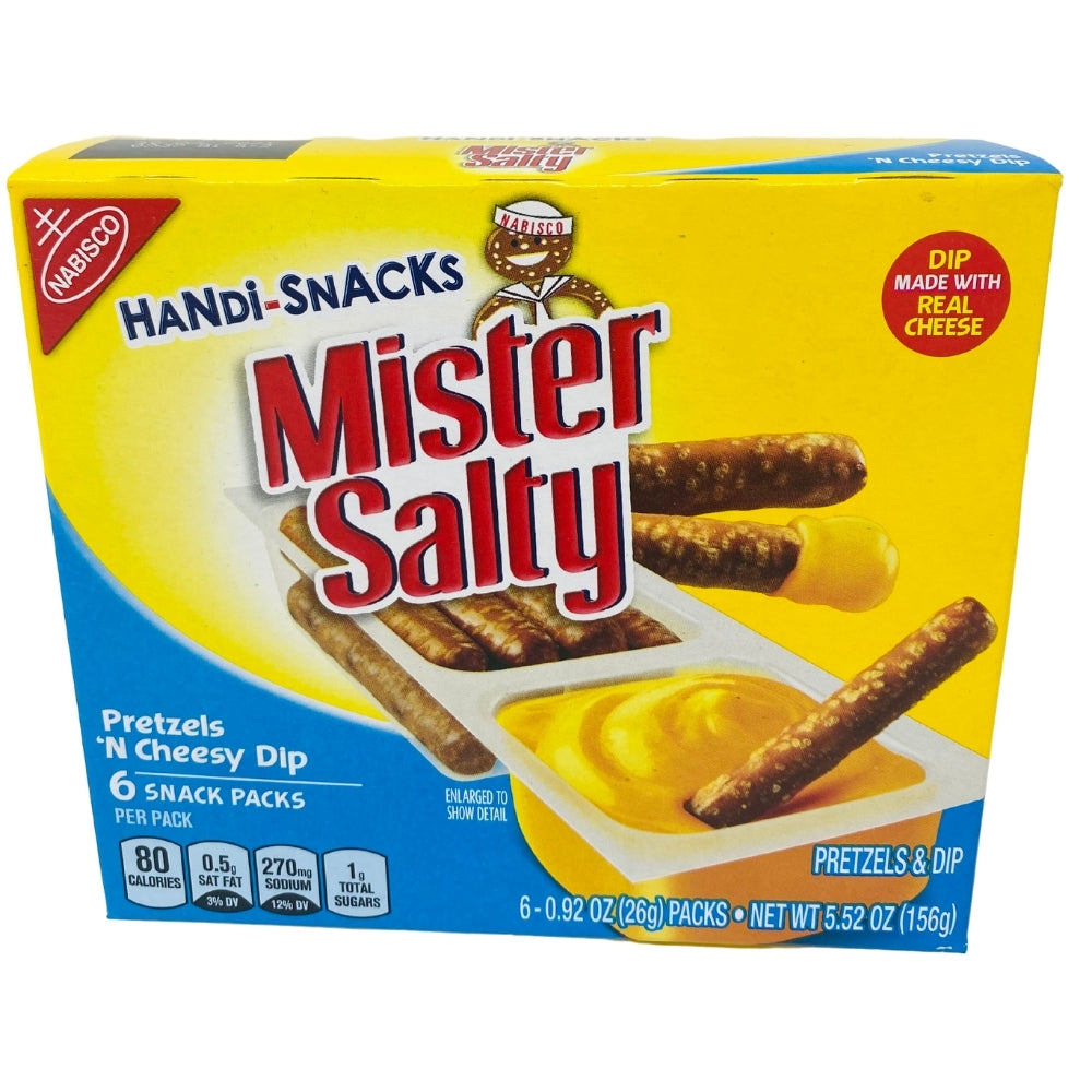 Handi-Snacks Mister Salty Pretzels N Cheesy Dip 6 Packs - 5.52oz