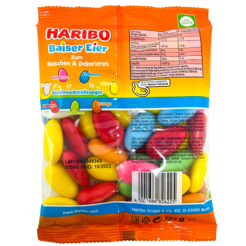 Haribo Baiser Eier (Meringue Eggs) (Ger) - 175g - Nutrition Facts - Haribo - Haribo Gummy - Haribo Gummies - Gummy - Gummies - Easter Eggs - Easter Egg - Easter Candy - Easter Treats - Easter Treat - Easter Egg Candy