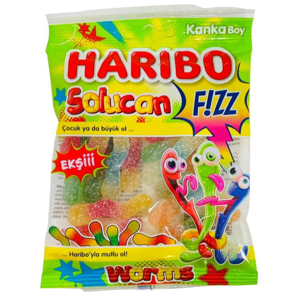Haribo Halal Sour Worms (Solucan Fizz)  - 70g
