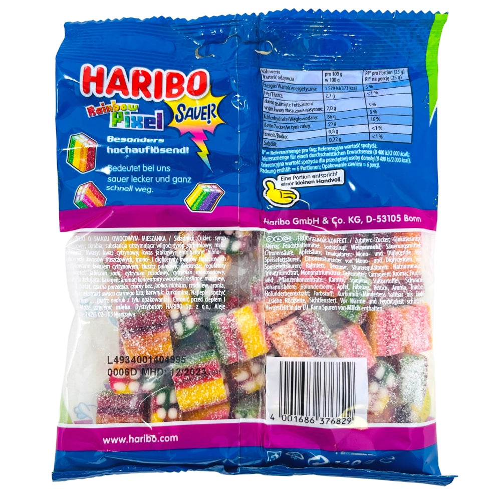 Haribo Rainbow Pixel Sour - 160g - Nutrition Facts - Ingredients - Sour candy from Haribo - Gummies