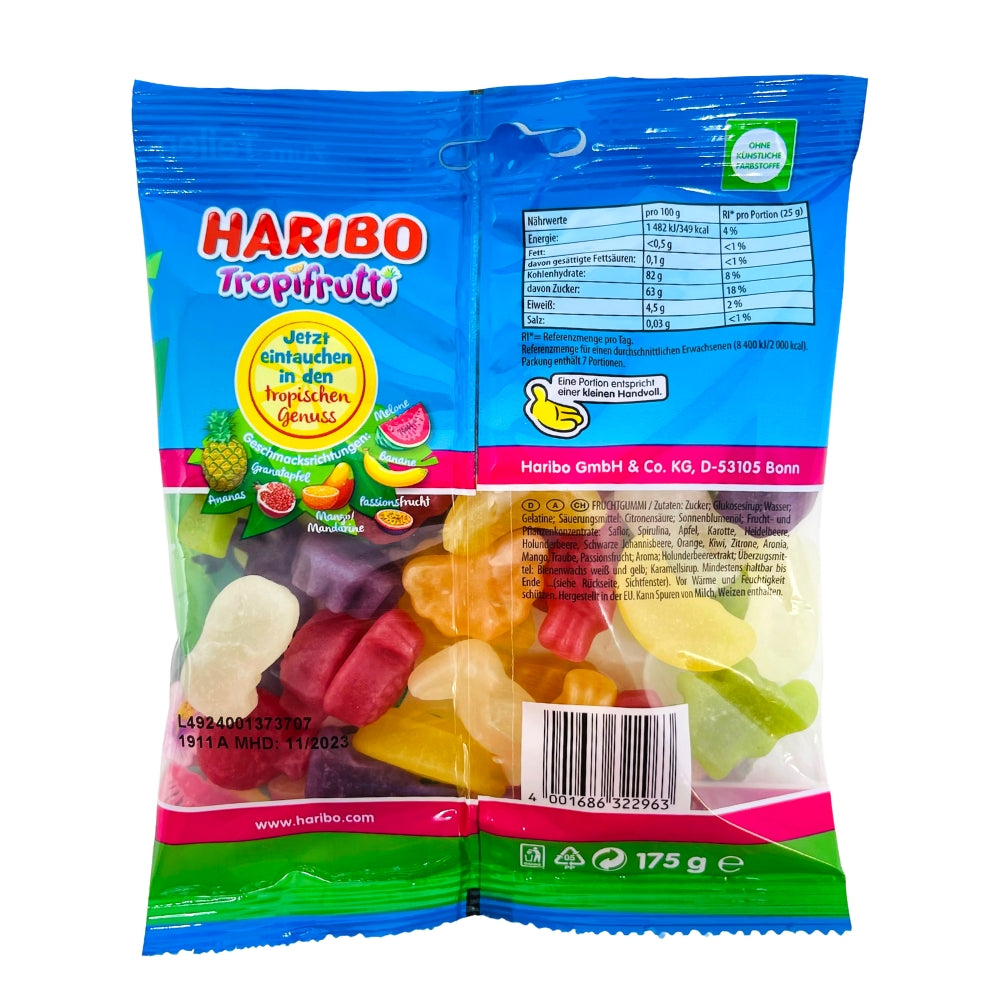 Haribo Tropifrutti Gummy Candy - 175g - Nutrition Facts