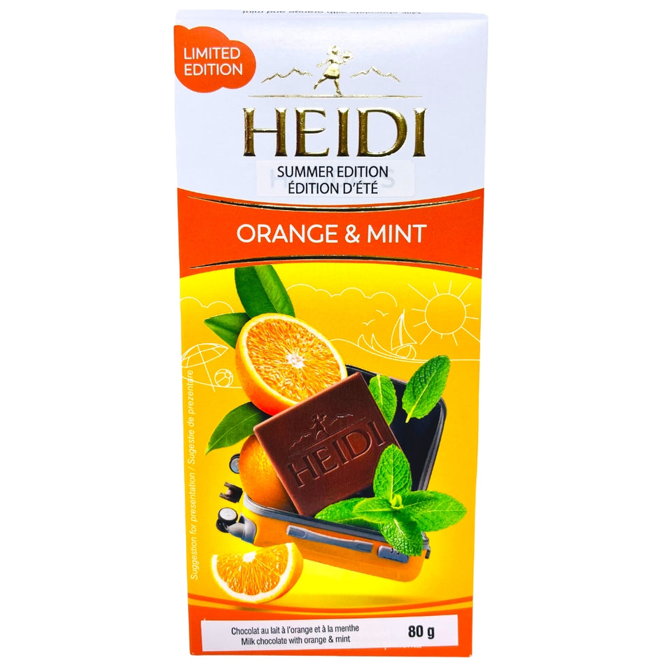Heidi Milk Chocolate with Orange and Mint - 80g -Swiss Chocolate