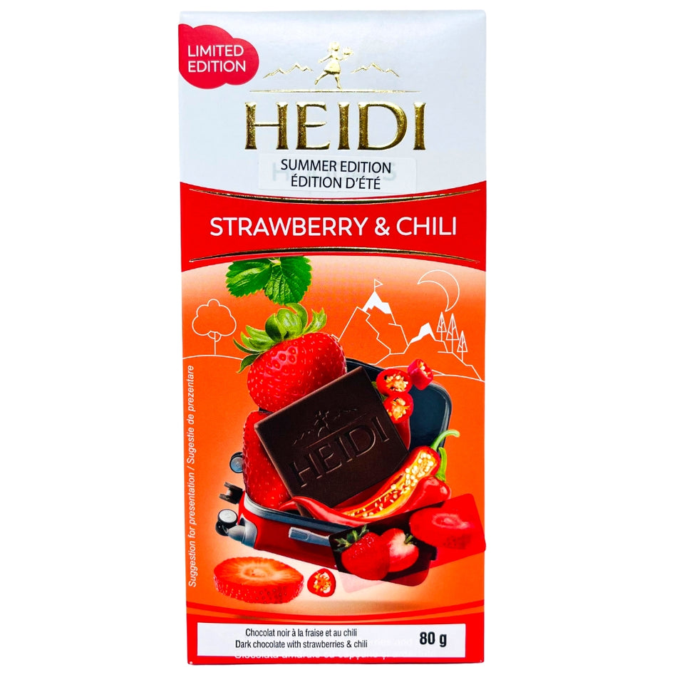 Heidi Dark Chocolate with Strawberry and Chili - 80g - Swiss Chocolate