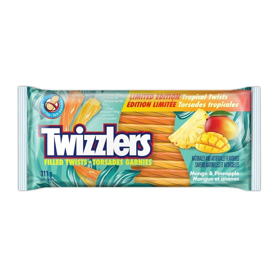 Herhsey's Twizzlers Limited Edition Tropical Filled Twists Mango Pineapple 311g Candy Funhouse Canada