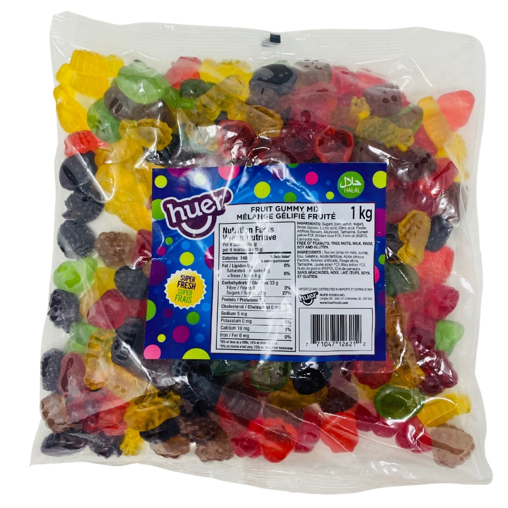 Huer Fruit Gummy Mix Halal Candy - 1kg Bulk Candy
