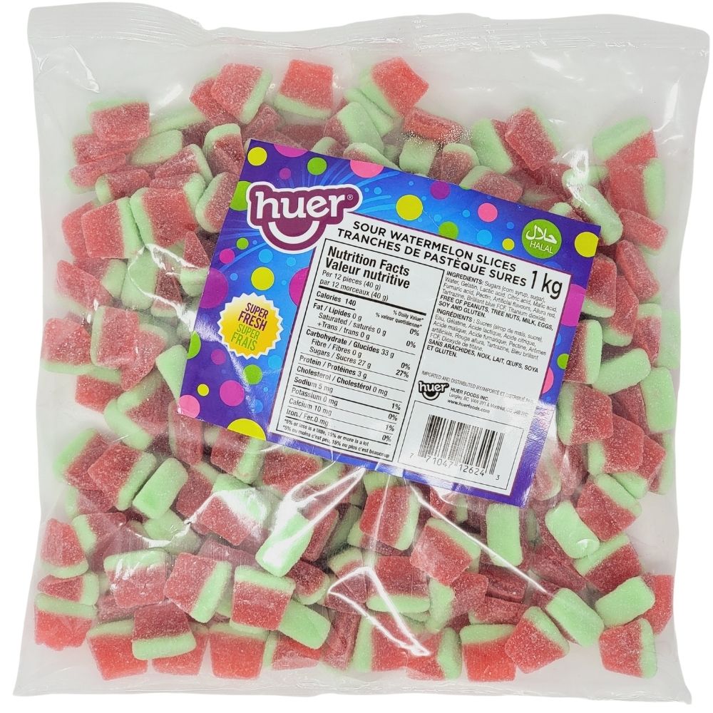 Huer Sour Watermelon Slices Halal Candy - 1kg Bulk Candy