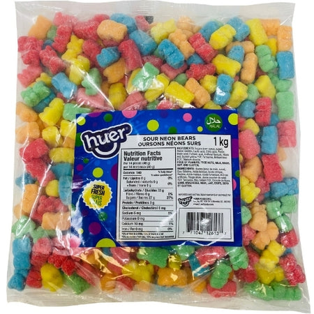 Huer Sour Neon Bears Halal Candy - 1 kg Bulk Candy