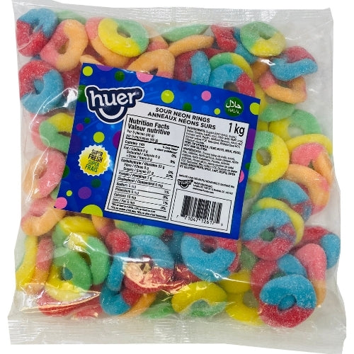 Huer Sour Neon Rings Halal Candy - 1 kg