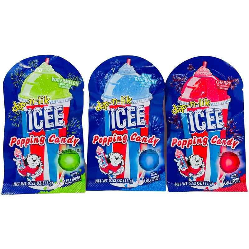 Icee Popping Candy with Lollipop - .53oz - Icee Popping Candy - Popping Candy with Lollipop - Flavour explosion candy - Lollipop Candy duo - Pop and crackle candy - Sensory delight treat - Sweet nostalgia candy - Playful candy adventure - Fun and flavour candy - Kids' favourite candy