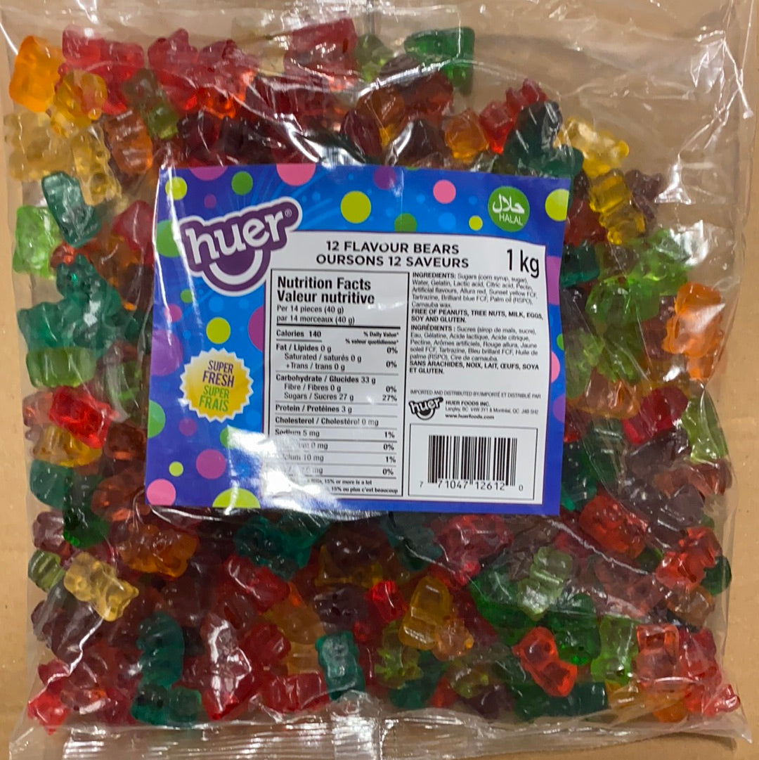 Huer 12 Flavours Gummy Bears Candy Halal Candies