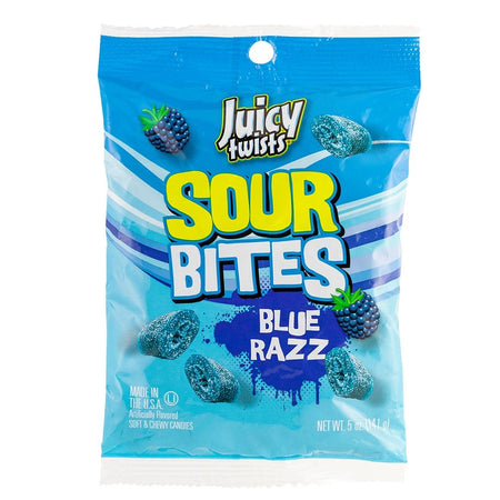 Juicy Twists Sour Bites-Blue Razz Licorice Candy