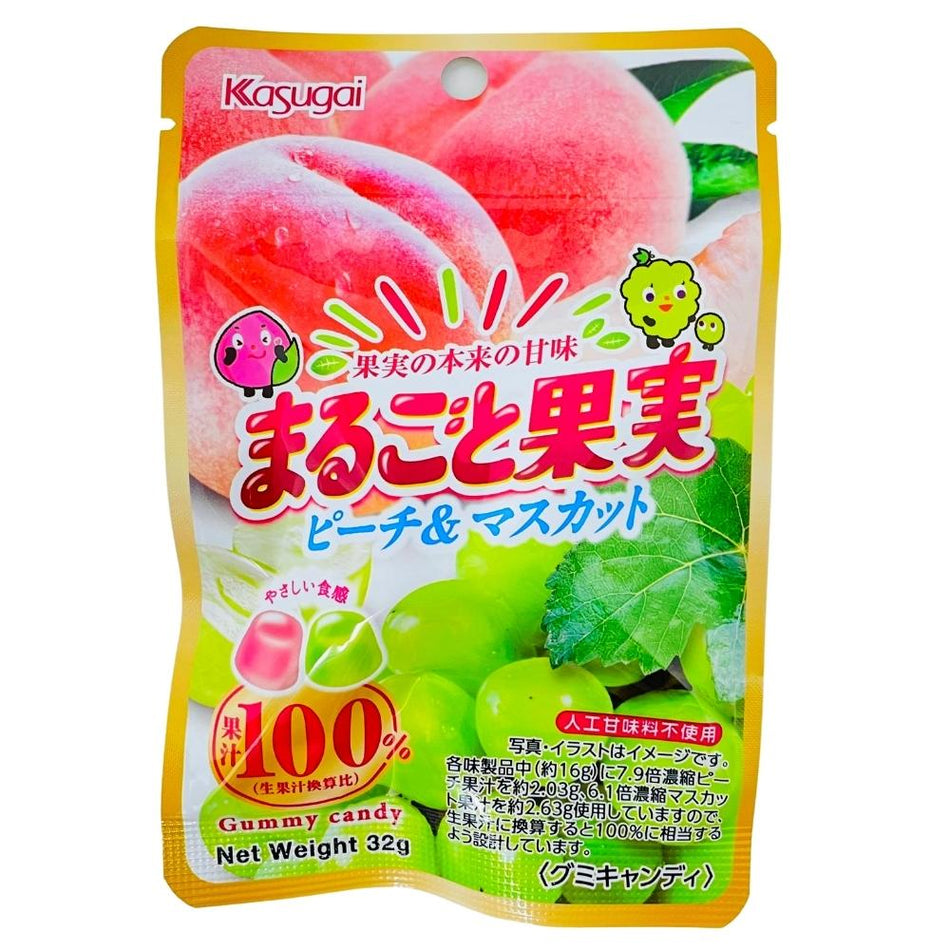 Kasugai Peach and Muscat Whole Fruit Gummies - 32g (Japan)