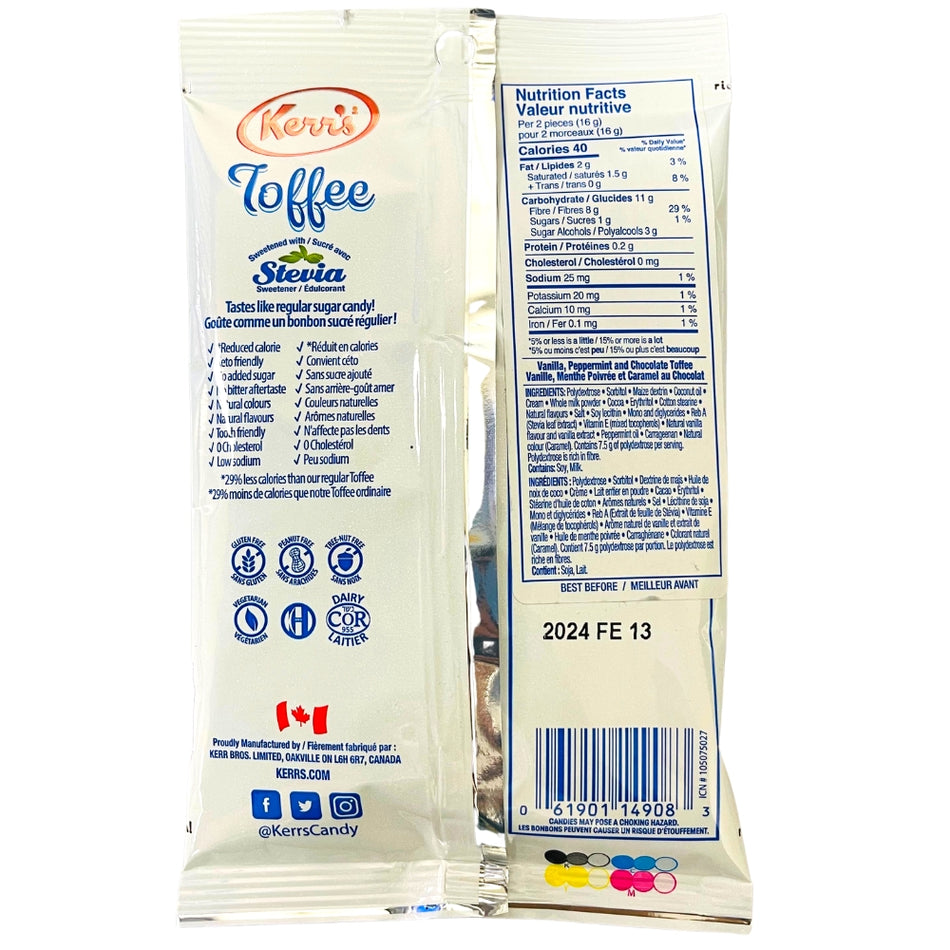 Kerr's Light Toffee No Sugar Added Candies - 90g - Nutrition Facts