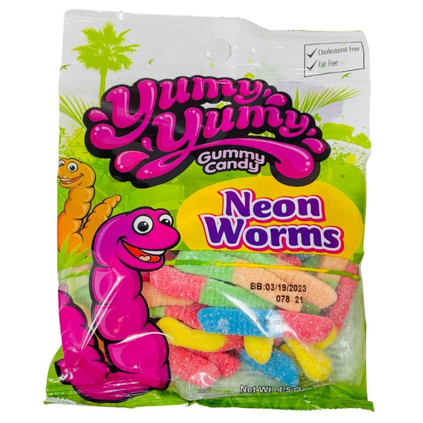 Kervan USA Yumy Yumy Gummy Candy Neon Worms 128 g Halal Candy