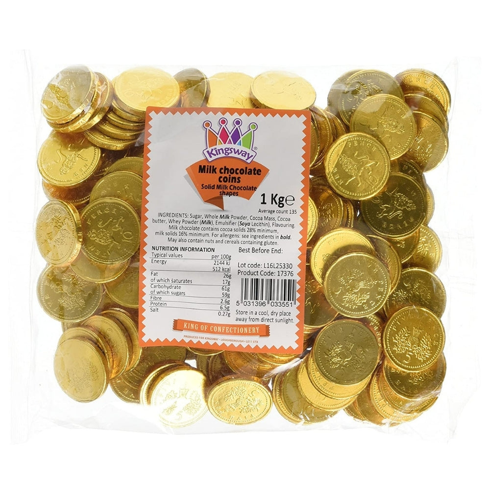 Kingsway Milk Chocolate Gold Coins UK 1kg