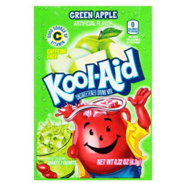 Kool-Aid Green Apple Drink Mix Packet Kraft Foods Group Inc. 10g - 1920s 2000s Drink Mix Era_1920s Era_2000s