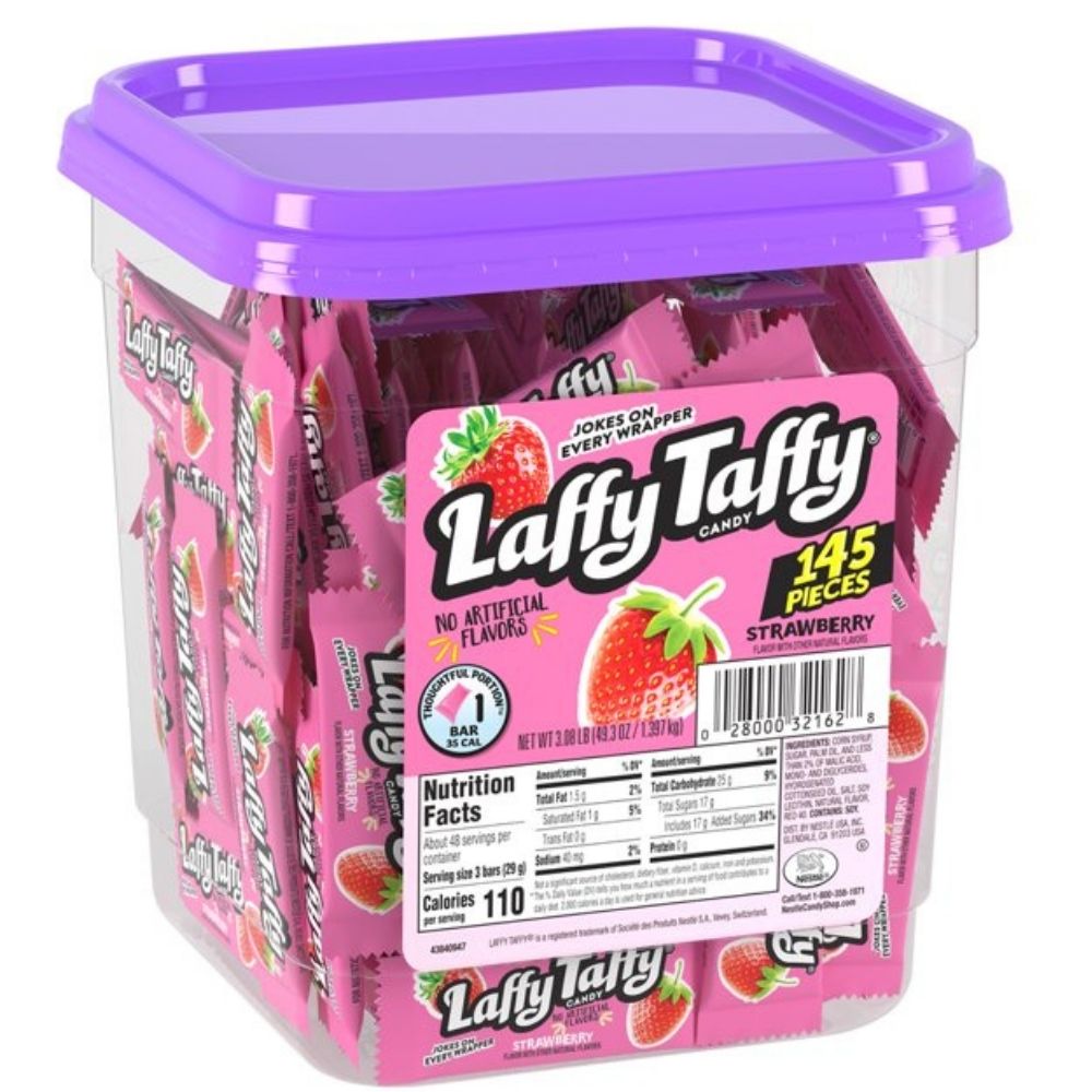 Laffy Taffy Strawberry Candy - 145 Count Tub Wonka Candy