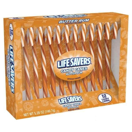 Lifesavers Butter Rum Candy Canes Impact Confections 200g - Christmas Candy Christmas Stocking Stuffers Life Savers lifesavers Retro