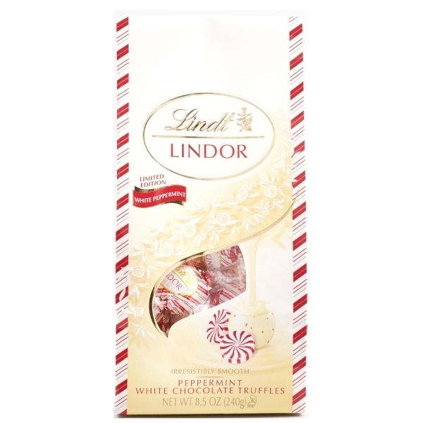Lindor Holiday White Chocolate Peppermint Bag - 8.5oz Candy Funhouse Canada