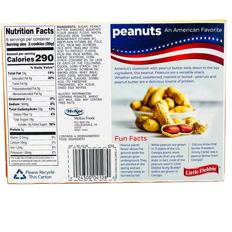 Little Debbie Peanut Butter Crunch Bars - 11.72oz - American Snacks from Little Debbie - Nutritional Facts - Ingredients