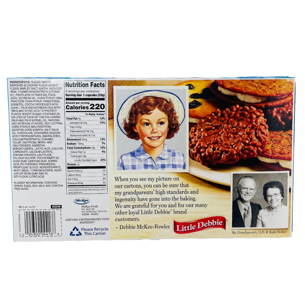 Little Debbie Chocolate Cupcakes ingredients nutrition facts - American Snacks