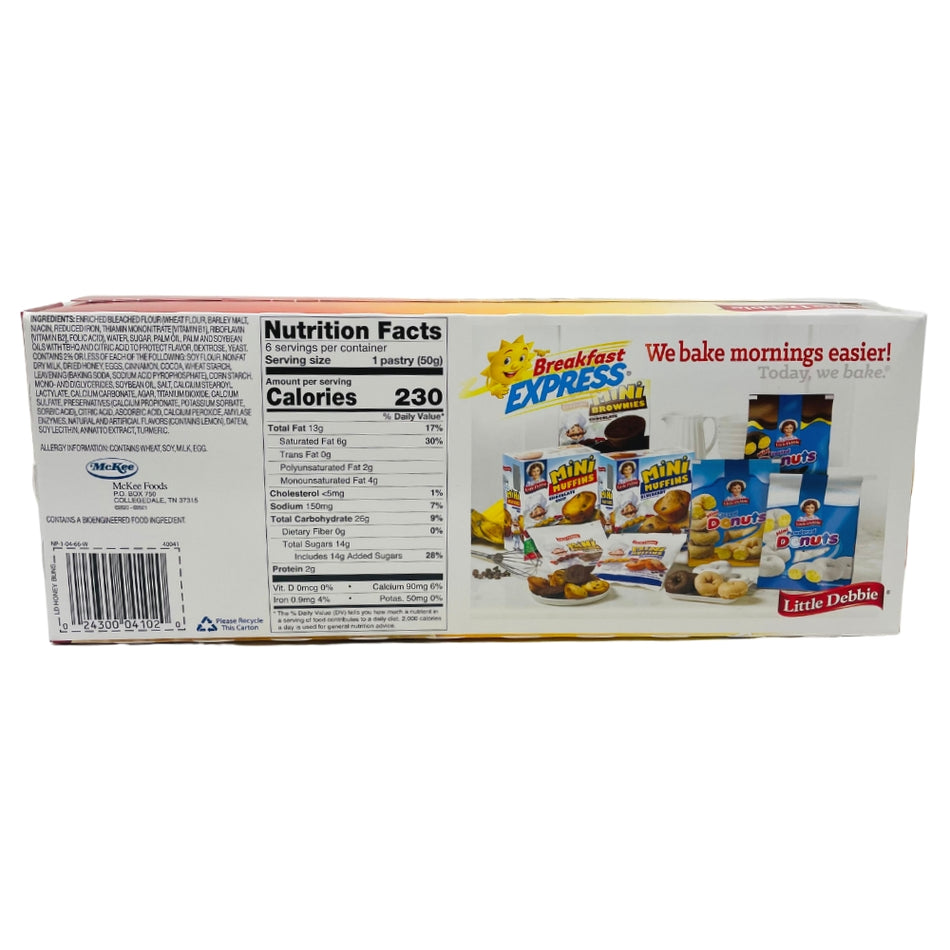 Little Debbie Honey Buns ingredients nutrition facts - American Snacks