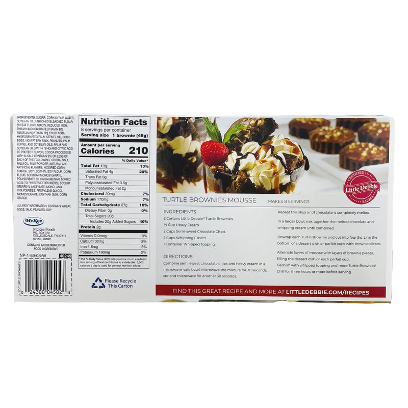 Little Debbie Turtle Brownies ingredients nutrition facts - Little Debbie - Little Debbie Snacks - Little Debbie Cakes - Little Debbie Turtle Brownies - Little Debbie Brownies - Brownies - Brownie Snacks