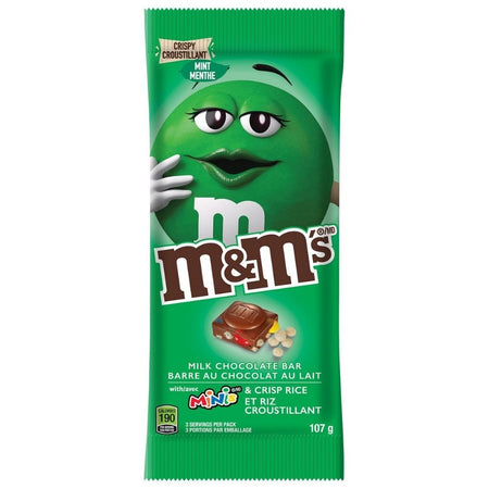 M&M's Milk Chocolate Bar with Minis and Mint Rice Crisp - 107g
