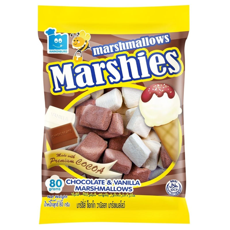Markenburg Marshies halal marshmallows chocolate and vanilla flavour 80g Candy Funhouse Canada