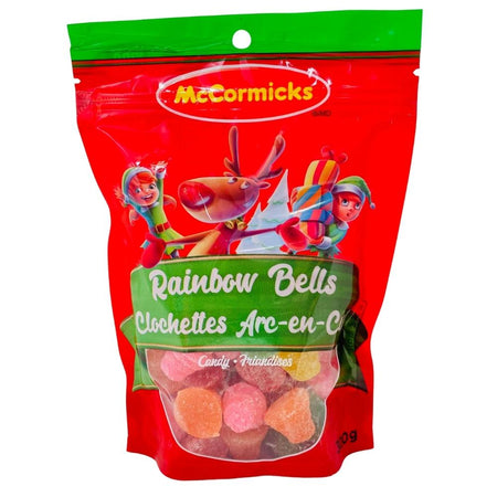 McCormick's Rainbow Bells - 300g - McCormick's Rainbow Bells - Canadian candy - Colourful confectionery - Fruity flavours - Sweet and tangy - Bell-shaped candy - Vibrant sweetness - Candy treasure - McCormick's candy - Rainbow candy