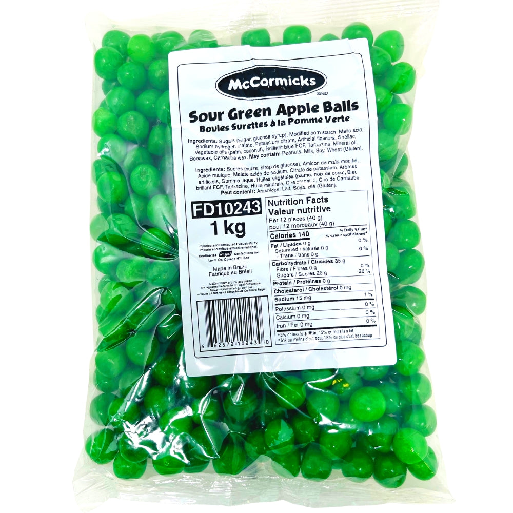 McCormicks Sour Green Apple Balls - 1kg - Bulk Candy