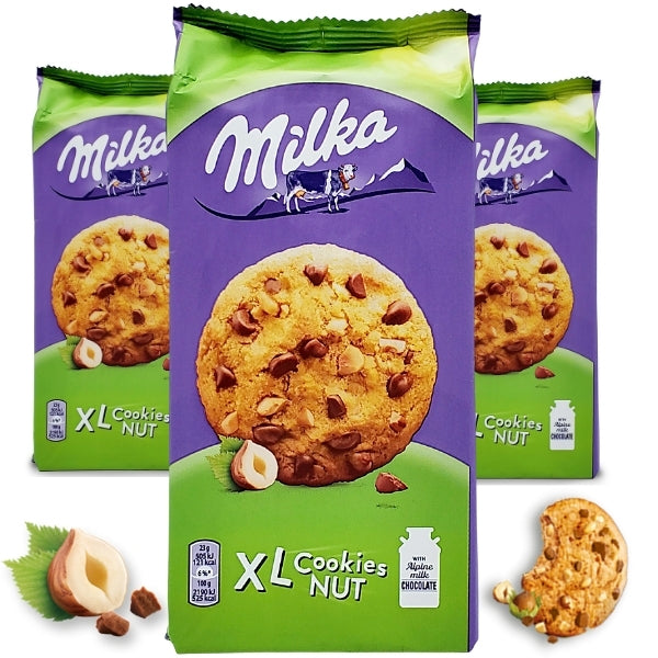 European Milka Nut Cookies  Milka XL Hazelnut Cookies imported Europe snacks treats goods biscuits chocolate hazelnut polish Europe alpine milk novelty imported delivered shipped to Canada- 184g confectionary sweets special snacks poland