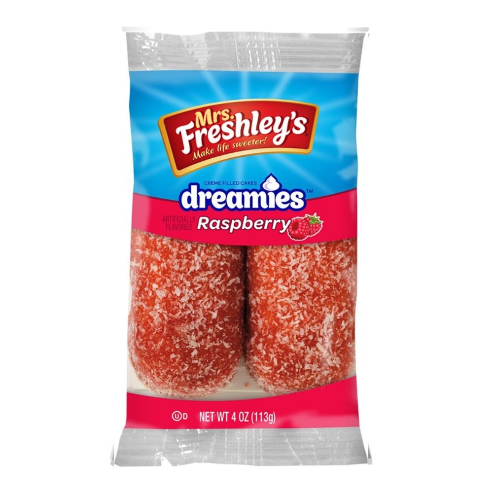 Mrs Freshley's Raspberry Dreamies Creme Filled Cakes-Twin Pack American Snack Cakes