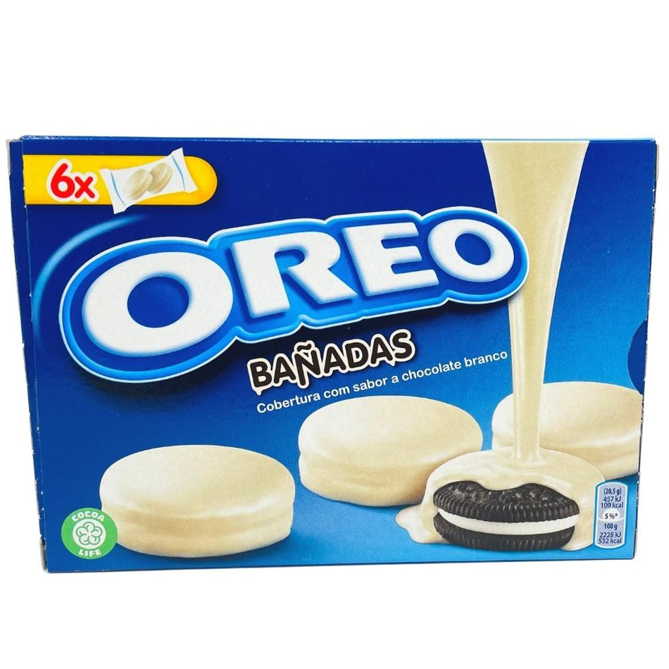 Oreo Banadas Choco Blanco White Fudge Covered Cookies - 246g (Spain) - Oreos - Oreo Cookies - White Fudge - Oreo White Fudge - White Fudge Covered Oreos