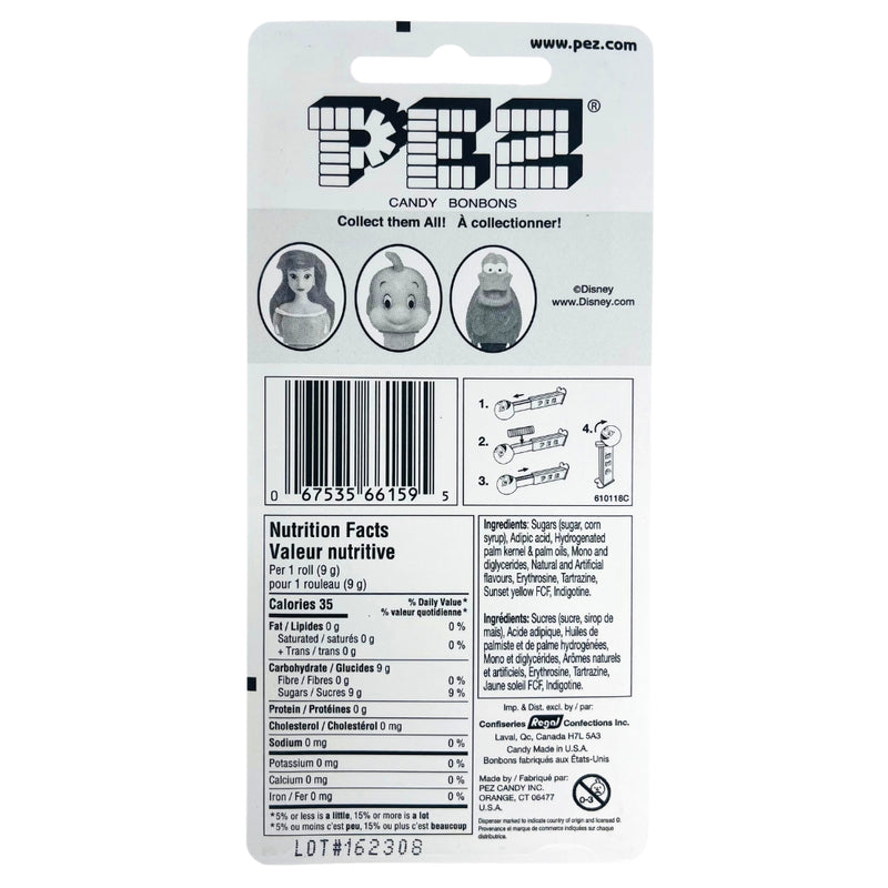 Pez Little Mermaid - Nutrition Facts - PEZ - PEZ Candy - PEZ Dispenser - PEZ Dispensers - Candy PEZ Dispensers - PEZ Candy Dispenser - PEZ Dispenser Canada - Little Mermaid Candy - Disney Candy