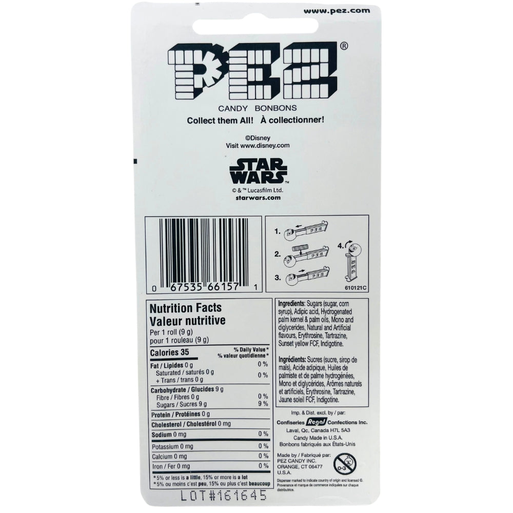 Pez Disney 100 - Star Wars - Nutrition Facts - PEZ - PEZ Candy - PEZ Dispenser - PEZ Dispensers - Candy PEZ Dispensers - PEZ Candy Dispenser - PEZ Dispenser Canada - Disney Candy - Star Wars Candy