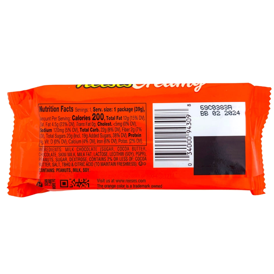 Reese Creamy Peanut Butter Cup - 1.4oz - Nutrition Facts  - Peanut Butter - Reese's - Reeses Peanut Butter Cup - Creamy Reeses Peanut Butter Cups