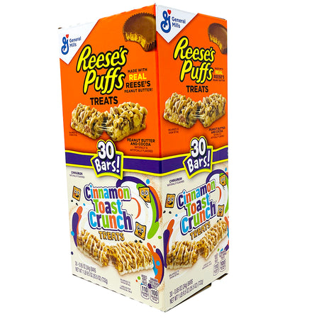 Reese's Puffs & Cinnamon Toast Crunch Treats Cereal Bars - 30 Count Box