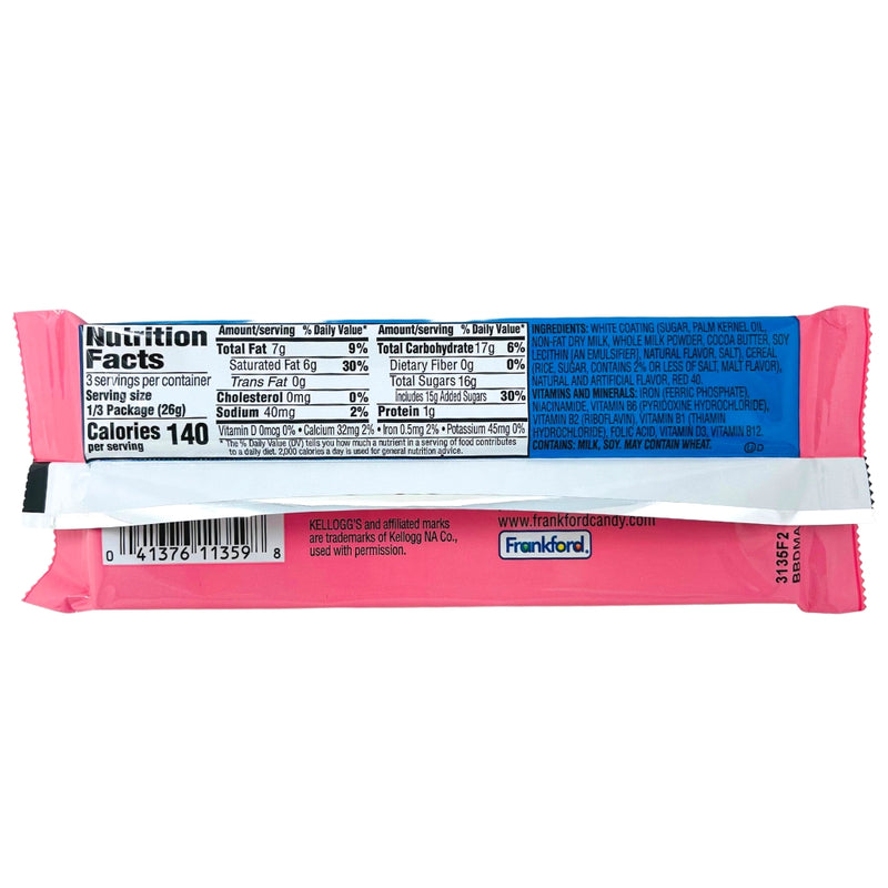 Rice Krispies King Size Strawberry Bar - 2.75oz - Nutrition Facts - Rice Krispies - Rice Krispies Candy Bar - Strawberry Candy