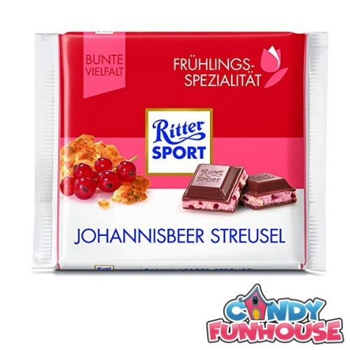 Ritter Sport Johannisbeer Streusel Alpine Milk Chocolate Bars