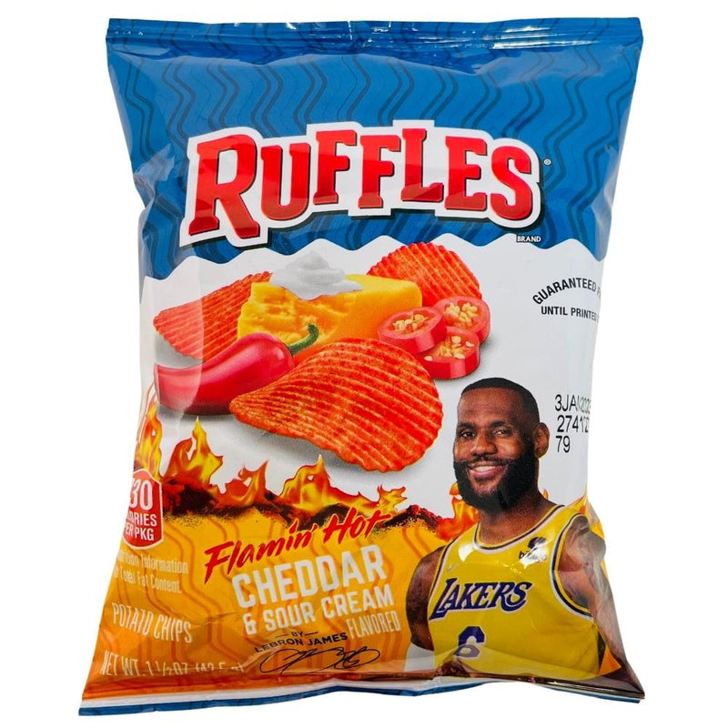 Ruffles Flamin' Hot Cheddar & Sour Cream Chips 1.5oz Candy Funhouse