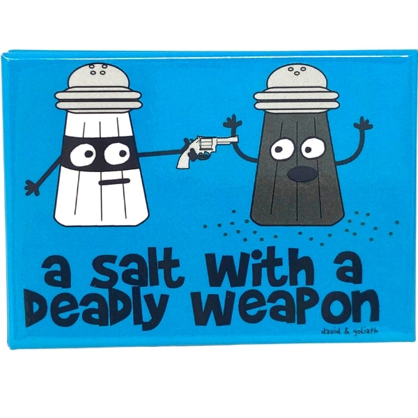 salt pepper Refrigerator Magnets - Funny Food a salt with a deadly weapon chef home cook food lover gifts