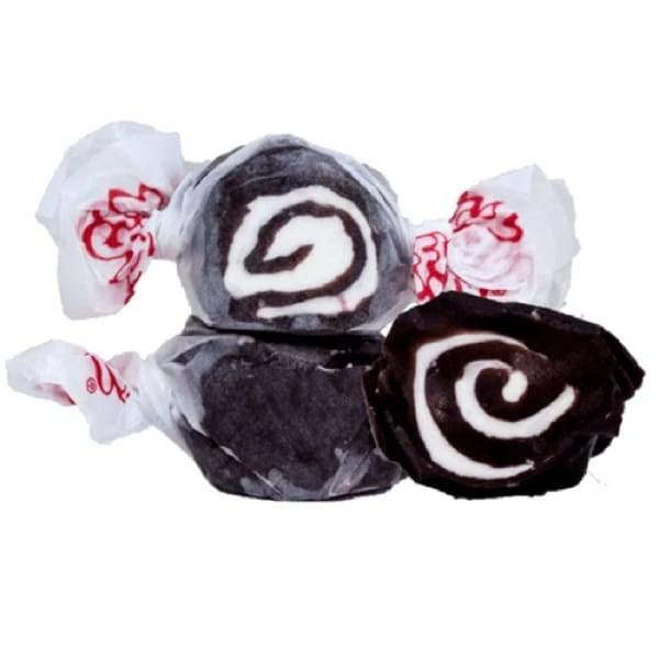 Salt Water Taffy-Black Licorice Swirl Taffy Town 3kg - Black Bulk Candy Buffet Colour_Black Gluten Free